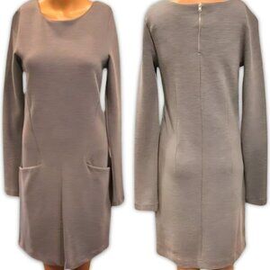 Long Tall Sally Dress Ottoman Shift Style Round Neck Long Sleeve Grey W S BNWT